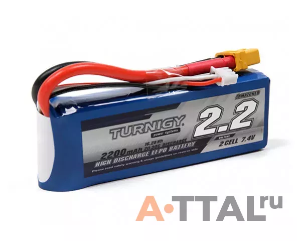 Аккумулятор 7.4V 2200mAh 2S 20C Turnigy Lipo Pack w/XT60U фото 1