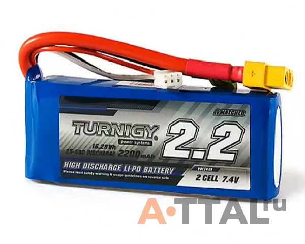 Аккумулятор 7.4V 2200mAh 2S 25C Turnigy Lipo Pack w/XT60 фото 1