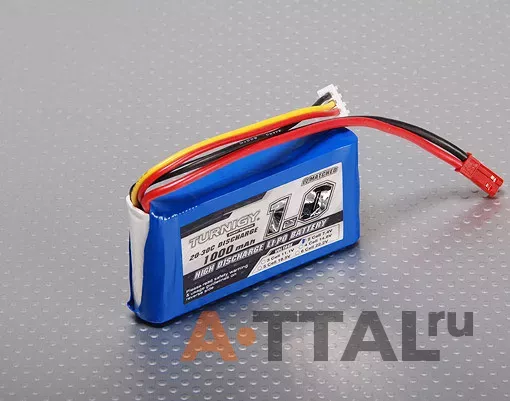 Аккумулятор 7.4V 1000mAh 2S 20C Lipo Pack (Turnigy, T1000.2S.20) фото 1
