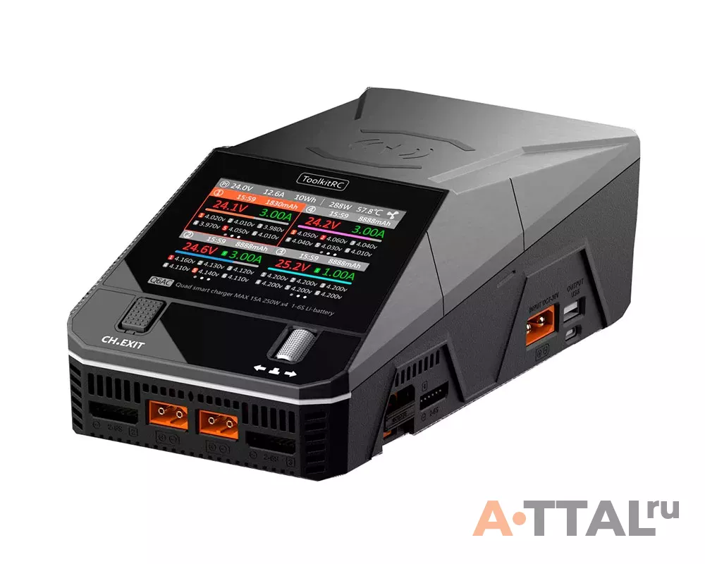 Зарядное устройство ToolkitRC Q6AC 100Wx4/250Wx4 AC/DC фото 1