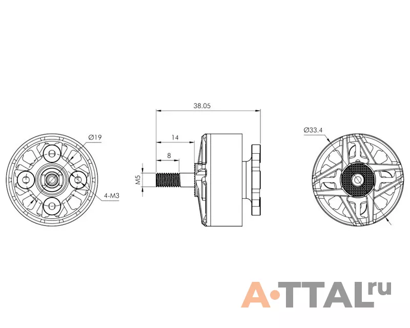 Электродвигатель T-Motor F100 2810 1350KV 6S для квадрокоптеров фото 3