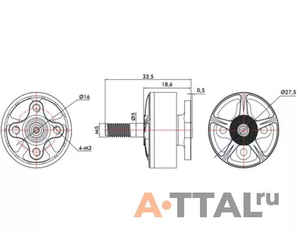 Мотор T-Motor F60 PRO III 2207.5 2700KV 3-4S для мультикоптеров фото 3