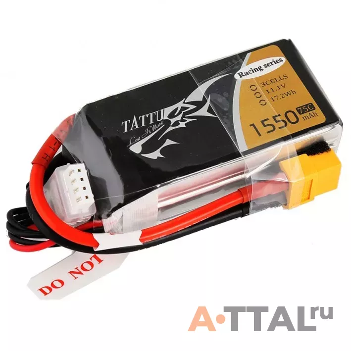 Аккумулятор Tattu Li-PO 11,1 В 1550 мАч 75C Racing Limited Edition (TA-75C-1550-3S1P-R) фото 1