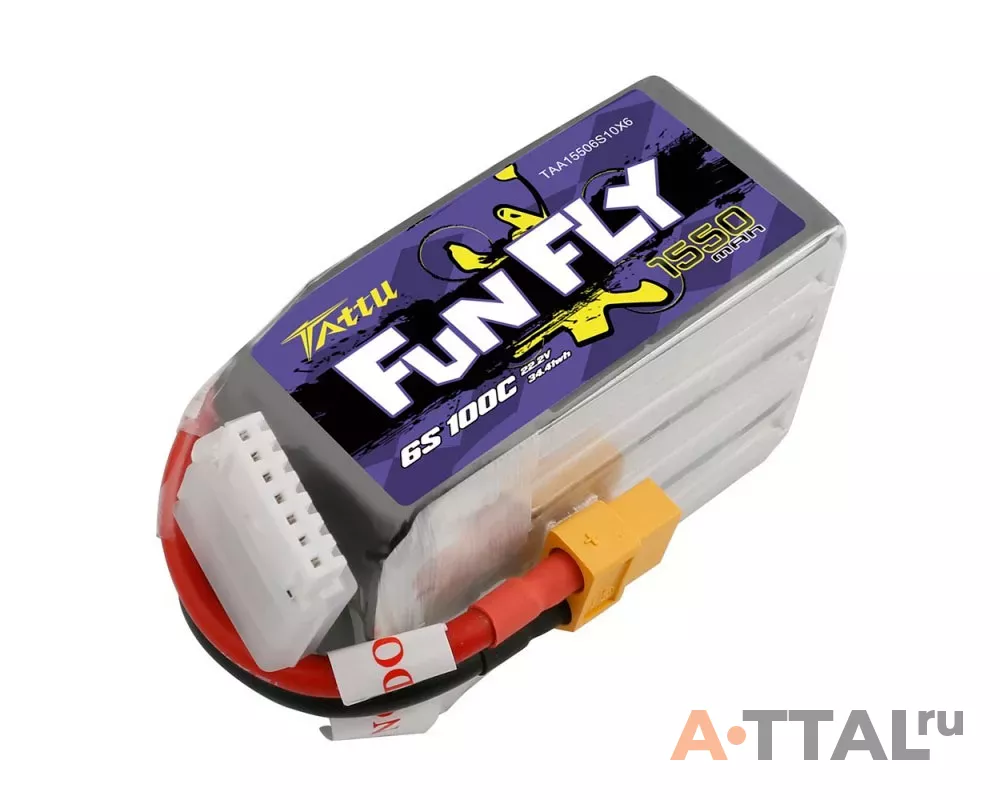 Аккумулятор Tattu FunFly LiPO 22,2В 1550мАч 6S 100C XT60 фото 2