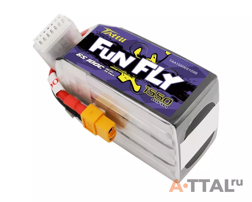 Аккумулятор Tattu FunFly LiPO 22,2В 1550мАч 6S 100C XT60 фото 3