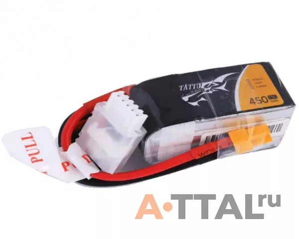 Аккумулятор Tattu LiPO 14,8 В 450 мАч 4S 75C (TA-75C-450-4S1P-XT30) фото 1