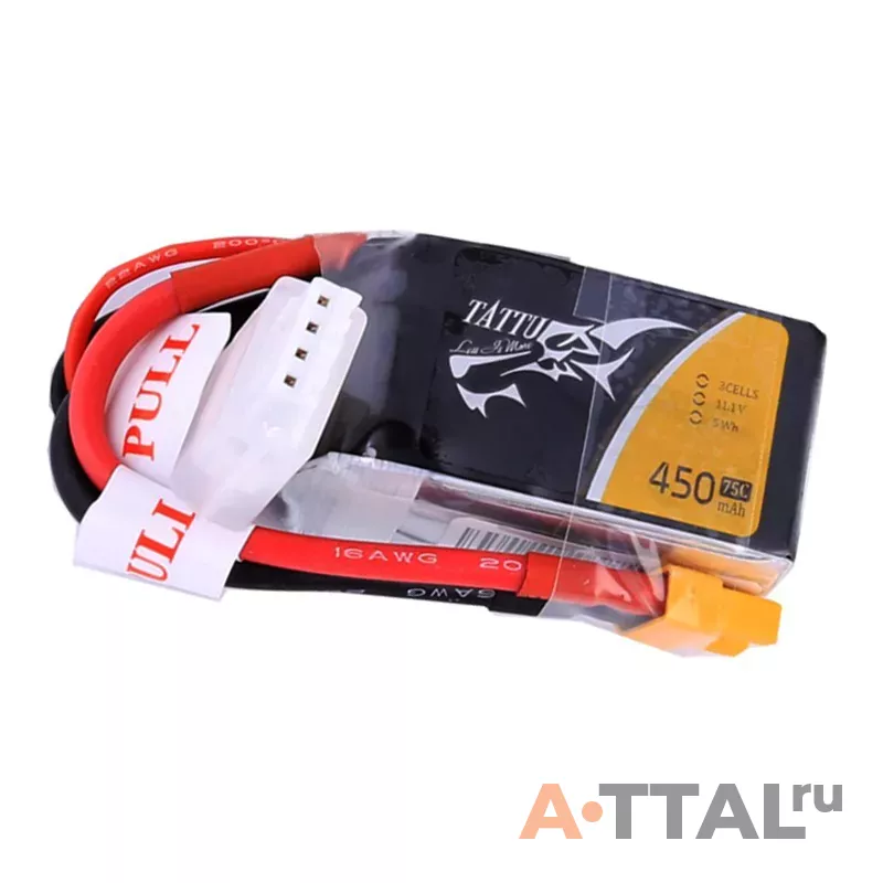 Аккумулятор Tattu LiPO 11,1 В 450 мАч 3S 75C фото 1