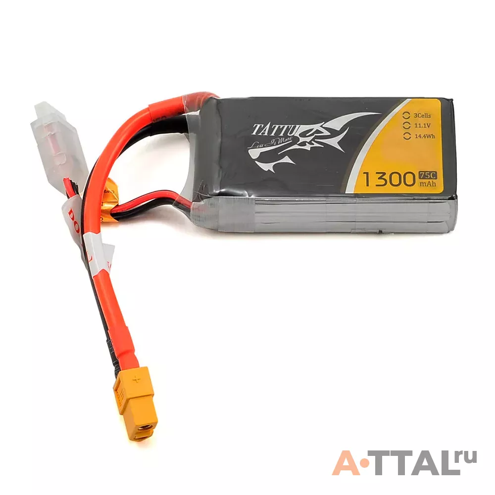 Аккумулятор Gens Ace TATTU Li-Po 11.1V 1300 mAh 3S1P 75C Soft Case фото 1