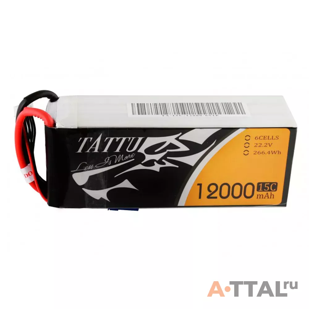 Аккумулятор Gens Ace TATTU Li-Po 22.2V 12000 mAh 6S1P 15C Soft Case фото 2