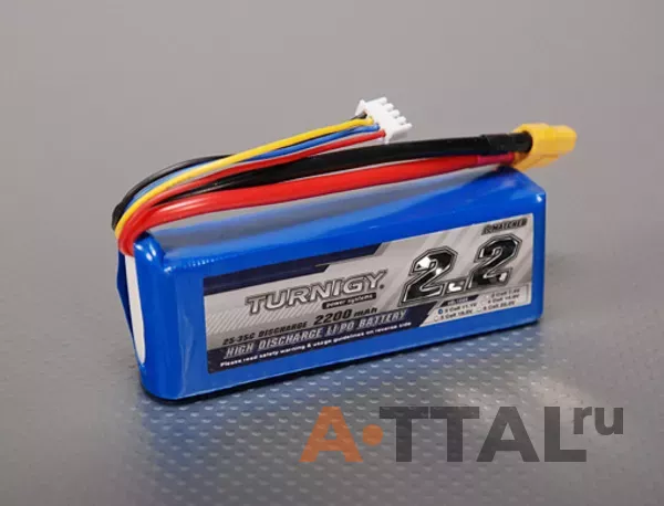 Аккумулятор Turnigy Li-Po 11.1V 2200mAh 3S1P 25C XT60  soft case фото 1