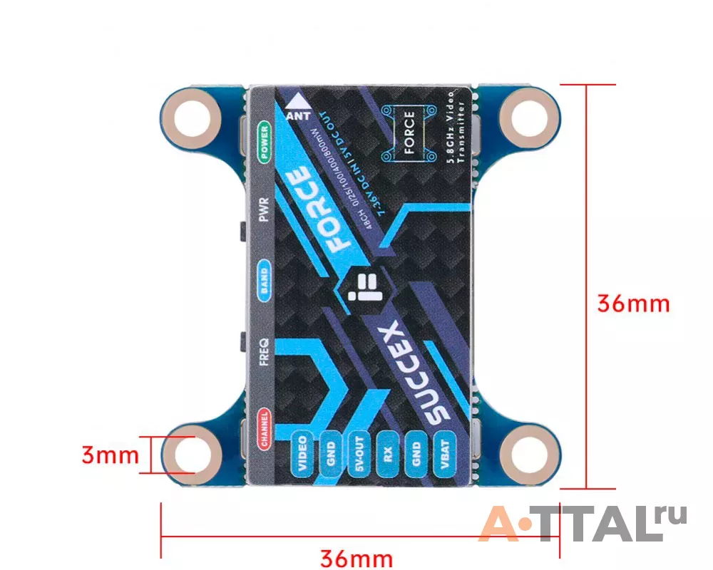 Полётный стек iFlight SucceX-E F4 V2.1 FC+45A 4 IN 1 ESC+Force 800mW VTX фото 3