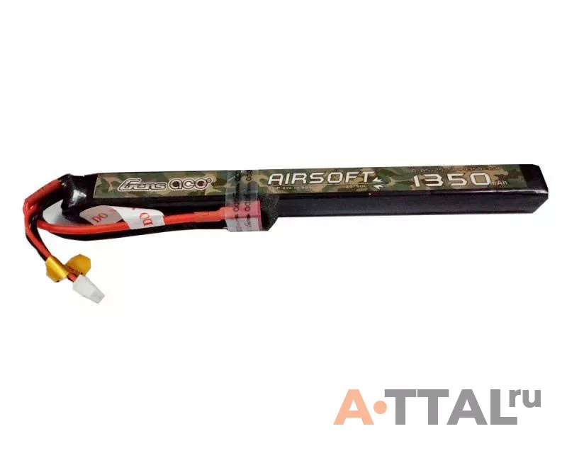 Аккумулятор для страйкбола Gens Ace LiPO 11,1В 1350мАг 3S 25C 193х18х16мм 100г T-Plug Airsoft (B-AS-25/50C-1350-3S1P) фото 1