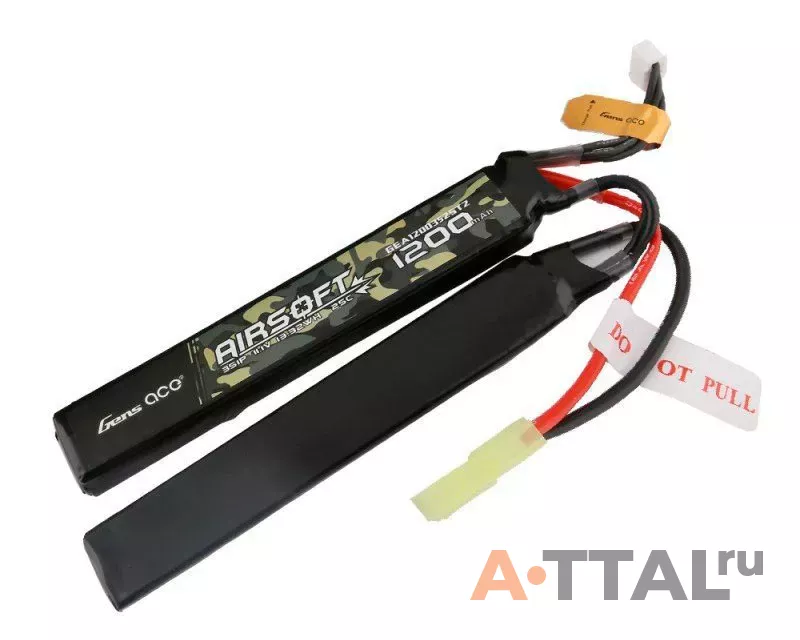 Аккумулятор для страйкбола Gens Ace LiPO 11,1В 1200мАг 3S 25C 126х22х16мм 87г Mini Tamiya Airsoft (GEA12003S25T2) фото 1