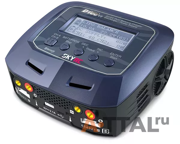 Зарядное устройство SkyRC D100 V2 20A/200W с/БП двухпортовое Voice Guide фото 4