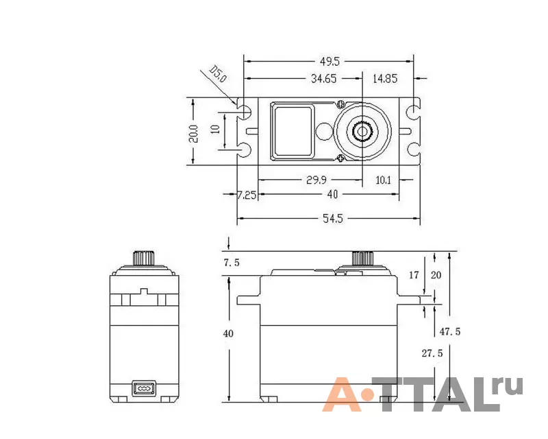 Сервопривод стандарт 60г DSServo DS3225 24,5кг/0,165сек 25T цифровой фото 2