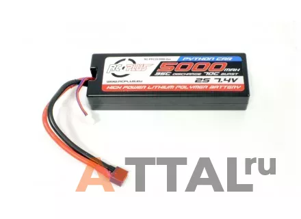 Аккумулятор PYTHON Li-Po 7.4V 5000 mAh 2S 35C T-plug Hard Case фото 1