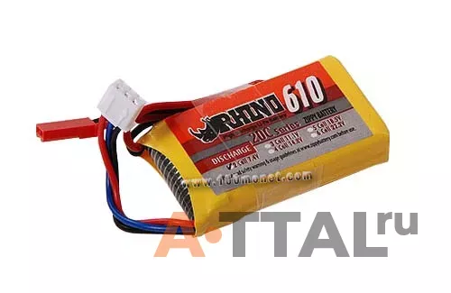 Аккумулятор 7.4V 610mAh 20C Lipoly Pack (Rhino, R610-20-2) фото 1