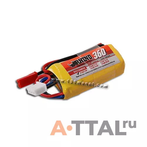 Аккумулятор 7.4V 360mAh 20C Lipoly Pack (Rhino, R360-20-2) фото 1