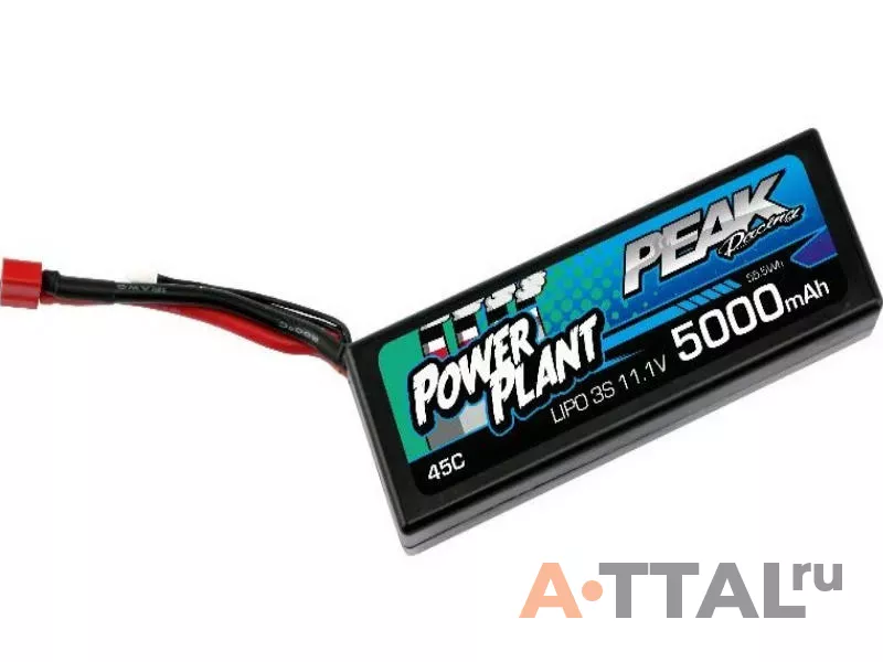 Аккумулятор Peak Racing Power Plant Lipo 5000mah 11.1 V Deans Plug 45C (Black case) 12AWG фото 1