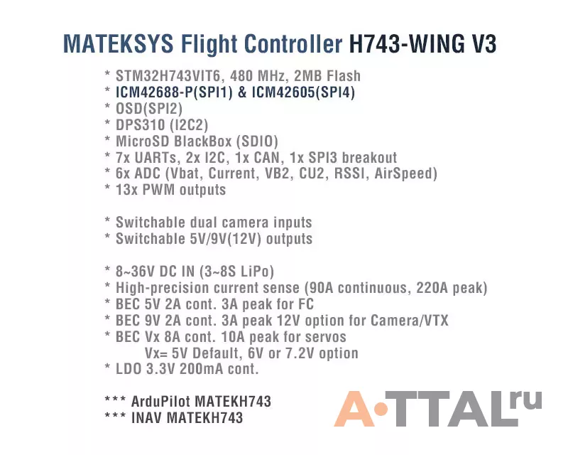 Полётный контроллер Matek H743 WING V3 фото 3