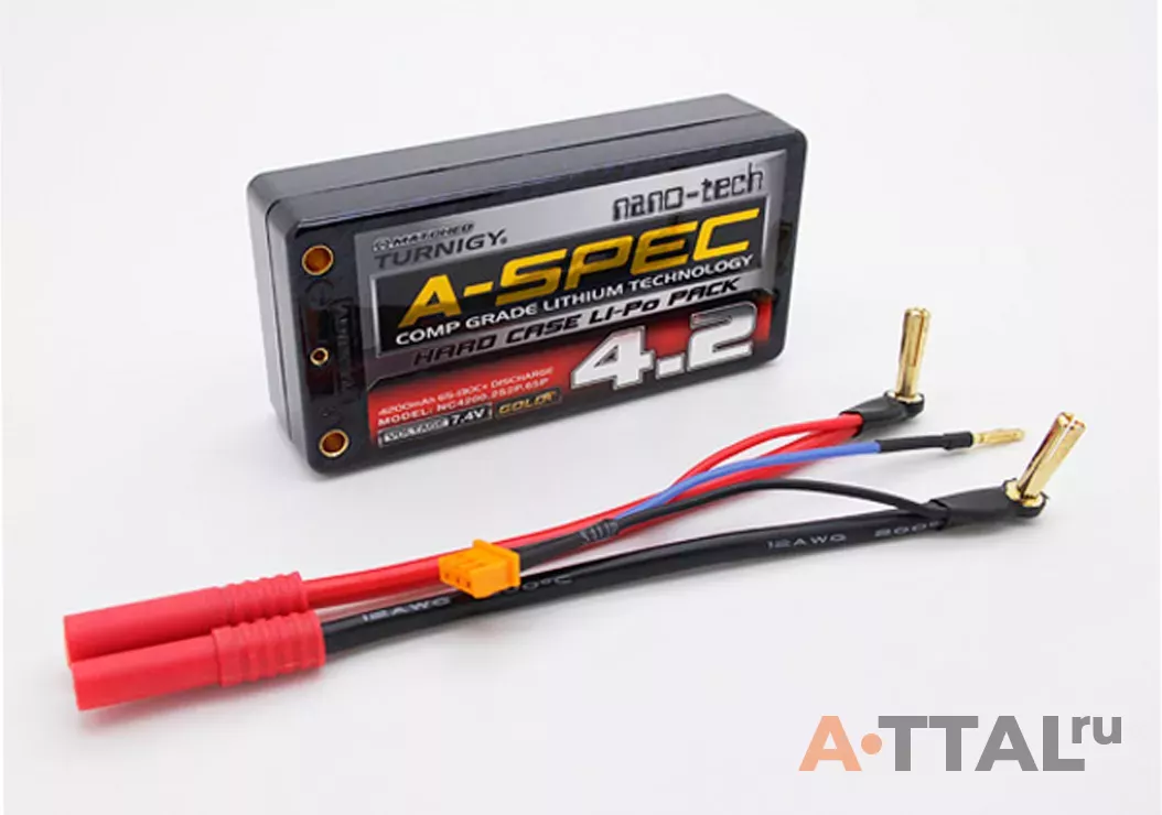 Аккумулятор Li-Po Turnigy nano-tech A-SPEC 7.4V 4200mAh 2S2P 65C фото 1