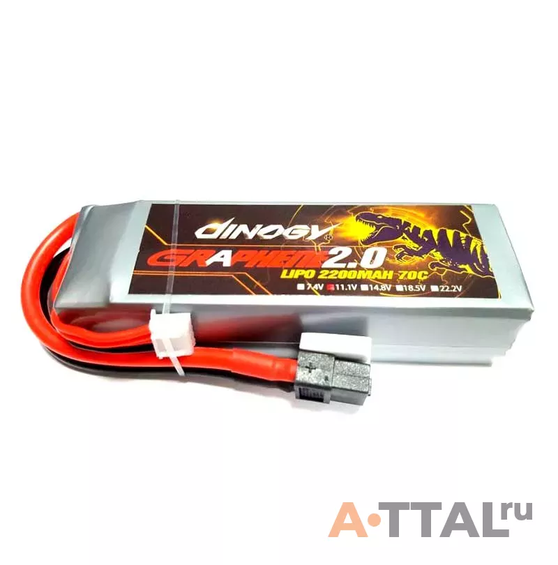Аккумулятор Dinogy G2.0 Li-Po 2200mAh 11.1V 3S 70C T-Plug фото 1