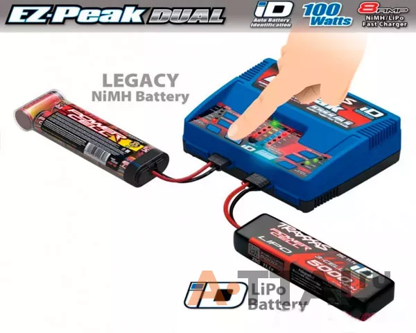 Комплект Traxxas EZ-Peak Dual 100-240 В 8 А 100 Вт 2972 + 2 шт LiPO 11,1 В 5000 мАч 3S 25C 2872X фото 4