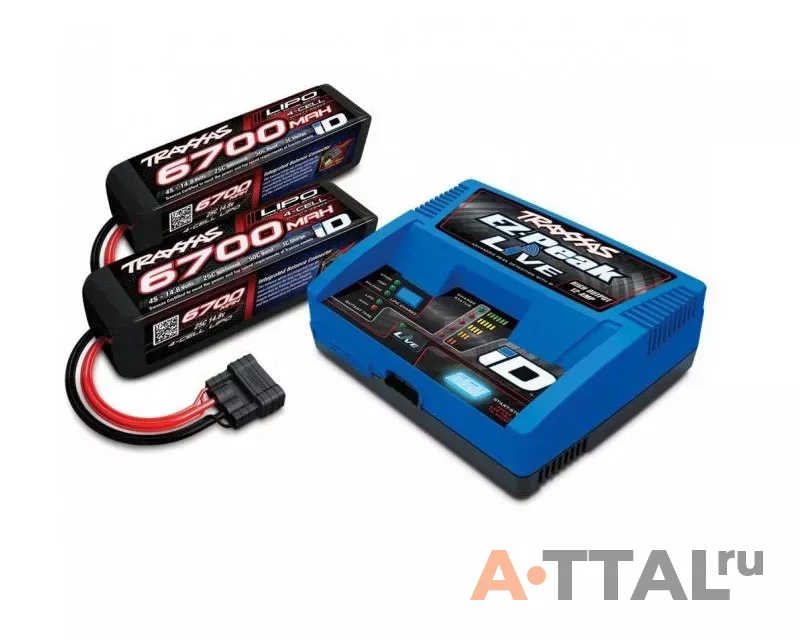 Комплект Traxxas EZ-Peak Live 100-240 В 12 А 100 Вт 2971 +  2 шт LiPO 14,8 В 6700 мAh 4S 25C 2890X (2993) фото 1