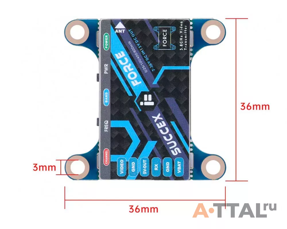 Видеопередатчик iFlight SucceX Force 5.8g 800mW VTX Adjustable фото 2