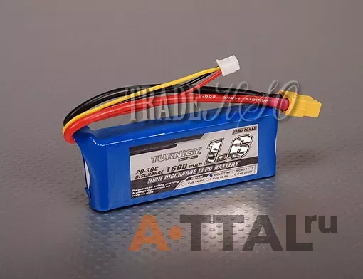 Аккумулятор 7.4V 1600mAh 2S 20C Lipo Pack (Turnigy, HOT1600.2S.20) фото 1