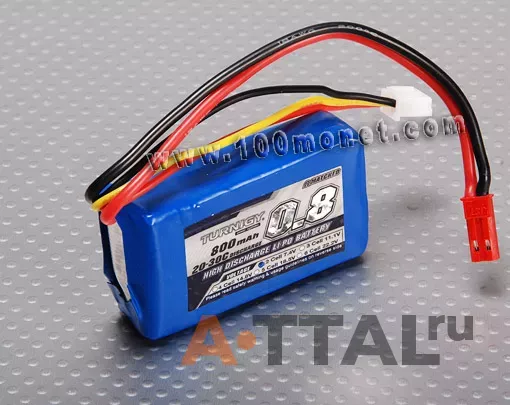 Аккумулятор 7.4V 800mAh 2S 20C Lipo Pack (Turnigy, HO800.2S.20) фото 1