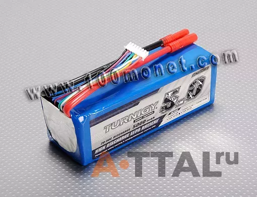 Аккумулятор 22.2V 5000mAh 6S 20C Lipo Pack (Turnigy, HO5000.6S.20) фото 1