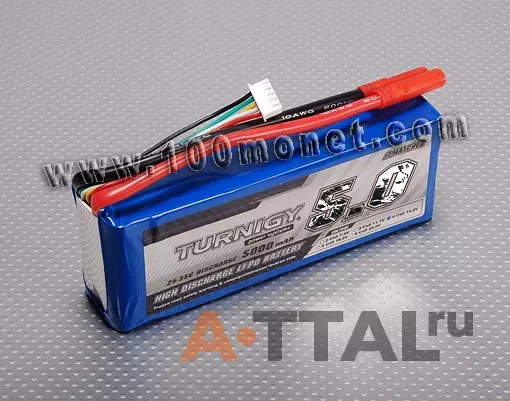 Аккумулятор 14.8V 5000mAh 4S 25C Lipo Pack (Turnigy, HO5000.4S.25) фото 1