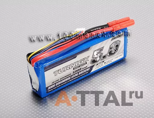 Аккумулятор 11.1V 5000mAh 3S 20C Lipo Pack (Turnigy, HO5000.3S.20) фото 1