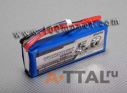 Аккумулятор 11.1V 5000mAh 3S 25C Lipo Pack (Turnigy, HO5000.3S.25) фото 1