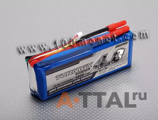Аккумулятор 14.8V 4000mAh 4S 20C Lipo Pack (Turnigy, HO4000.4S.20) фото 1