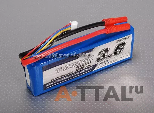 Аккумулятор 11.1V 3600mAh 3S 30C Lipo Pack (Turnigy, HO3600.3S.30) фото 1
