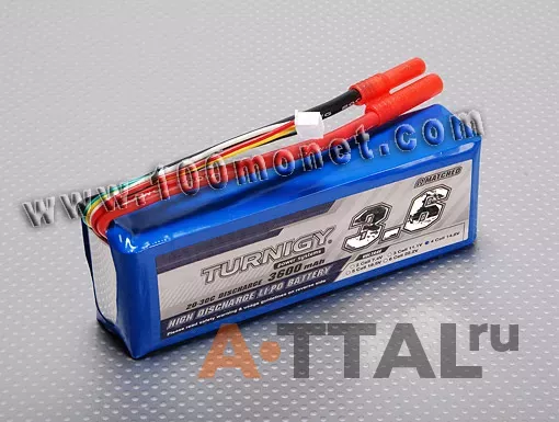 Аккумулятор 14.8V 3600mAh 4S 20C Lipo Pack (Turnigy, HO3600.4S.20) фото 1