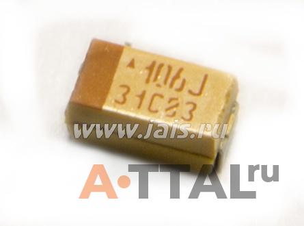 TECAP 10мкФ, 6,3 В тип А. Конденсатор танталовый фото 1