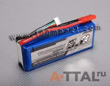 Аккумулятор 14.8V 5000mAh 4S 25C Lipo Pack (Turnigy, HO5000.4S.25) фото