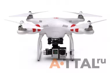 Квадрокоптер DJI Phantom 2 с подвесом H4-3D, две батареи, дисплей 7", кейс, видеосигнал до 10км, управление до 8км фото