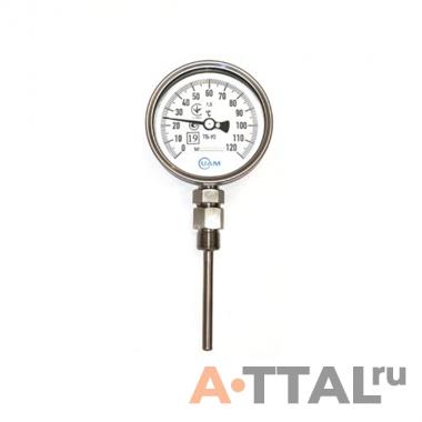 Термометр биметаллический ТБ-У2 63, 80 мм фото